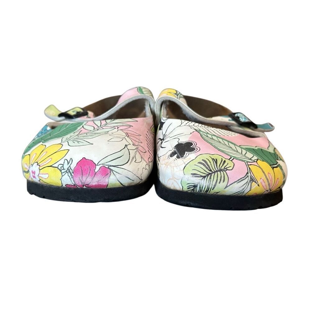 Birkenstock Floral Mary Jane Mules in Pink, Green, Yellow - Picture 6 of 10